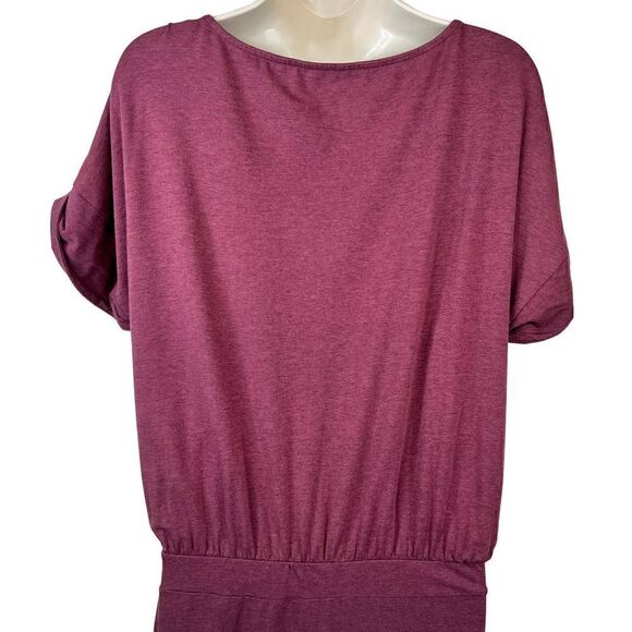 GARNET HILL Organic Cotton Jersey Knit Dress in Burgundy Women's Large - Picture 6 of 8